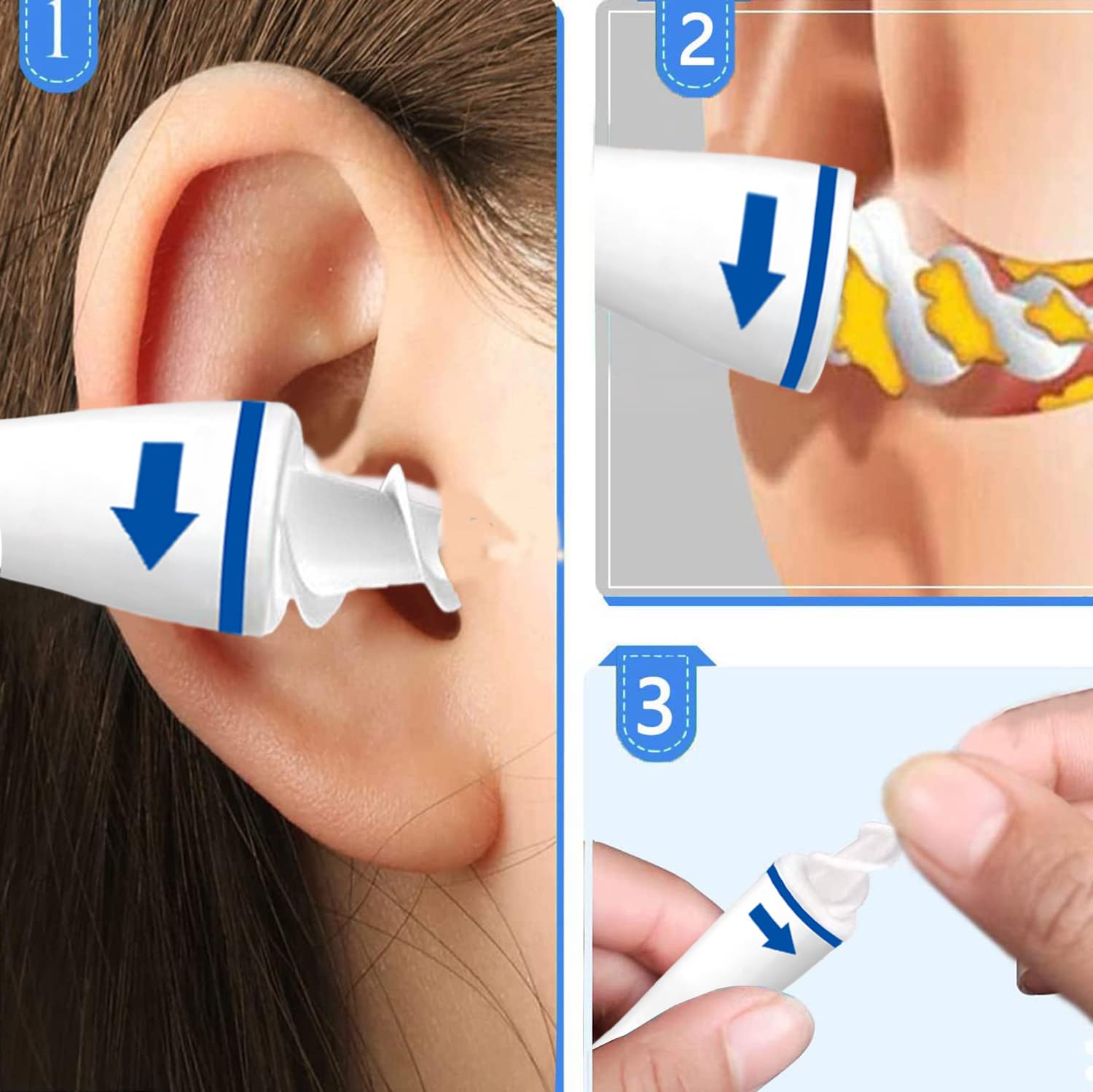 Pulitore per le orecchie, kit per la pulizia delle orecchie in silicone morbido e sicuro a 360 gradi con 16 teste ricambiabili lavabili per bambini e adulti
