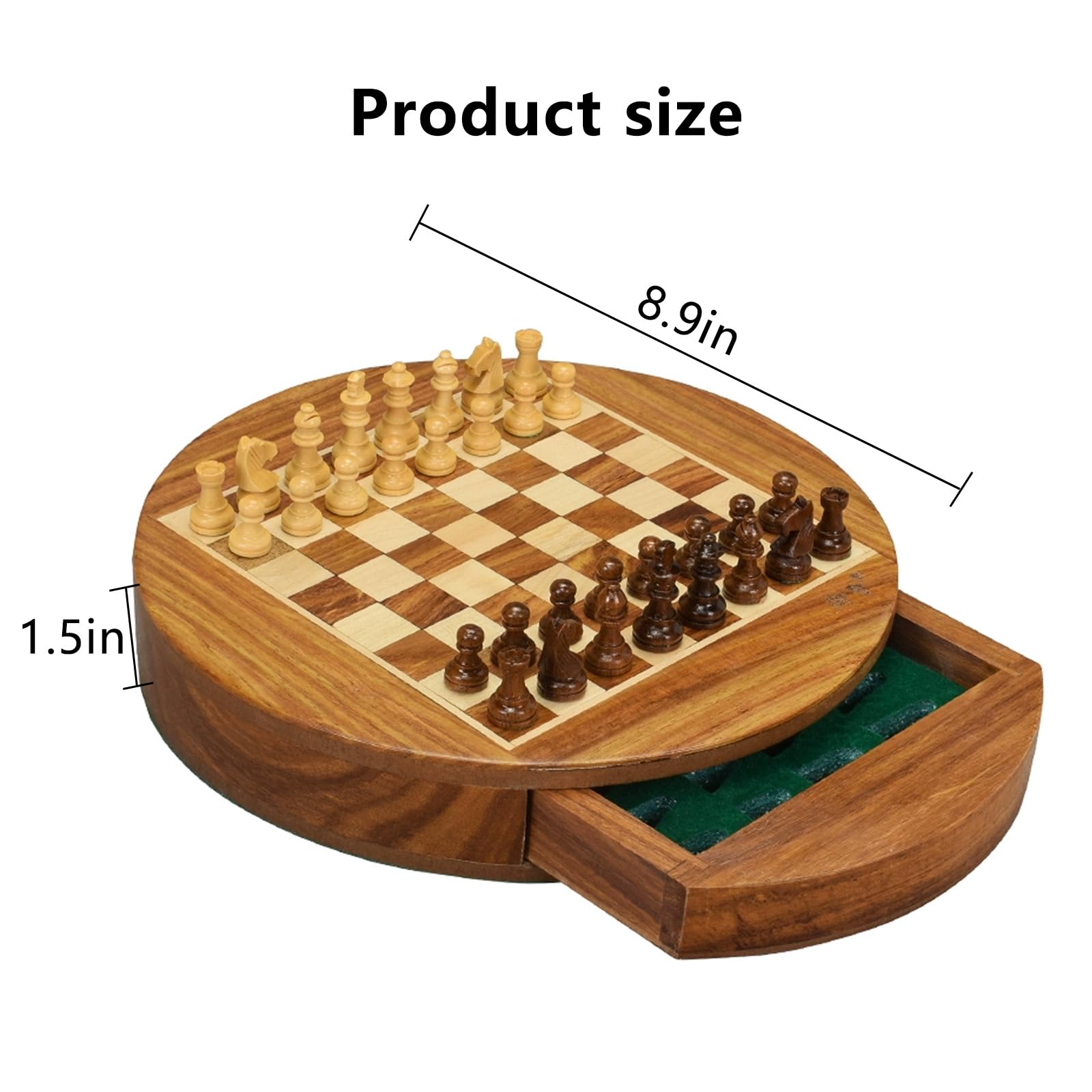 Scacchiera in Legno,8.9" Scacchiera Portatile Con pezzi di scacchi e cassetti di stoccaggio incorporati, Facile da trasportare,Scacchiera Magnetica in Legno per Scacchi Per I Principianti E Adulti