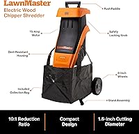 Vista 6 de LawnMaster FD1501 trituradora eléctrica de madera 15 amperios, diámetro de corte de 1.5 pulgadas, reducción máxima 10:1