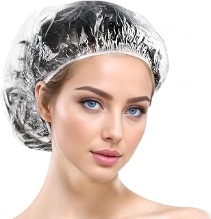 100 Pieces Shower Caps Plastic Shower Cap Elastic Waterproof Shower Cap Hair Cover Hair Cap Plastic Cosmetic Hoods Hair Shower Cap Thick for Women Travel Home Use Hotel