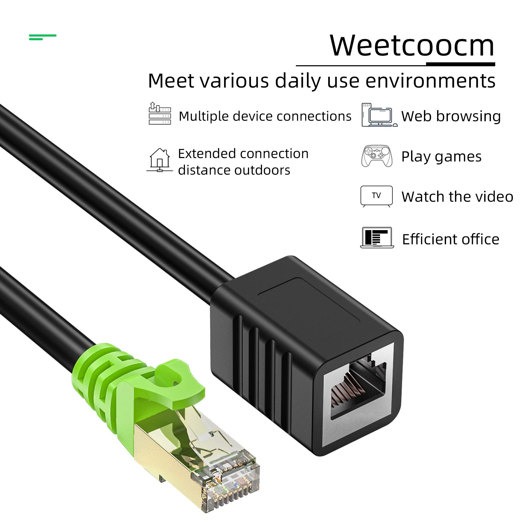 Câble d'extension Ethernet Cat6a de 30,5 m, câble d'extension de raccordement RJ45 blindé mâle vers femelle (30,5 m)