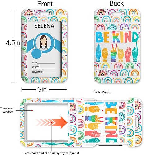 Miniatura 4 de Soporte para insignia de arco iris, carrete retráctil, soporte para tarjetas de identificación Be Kind, clip retráctil resistente, tarjeta de