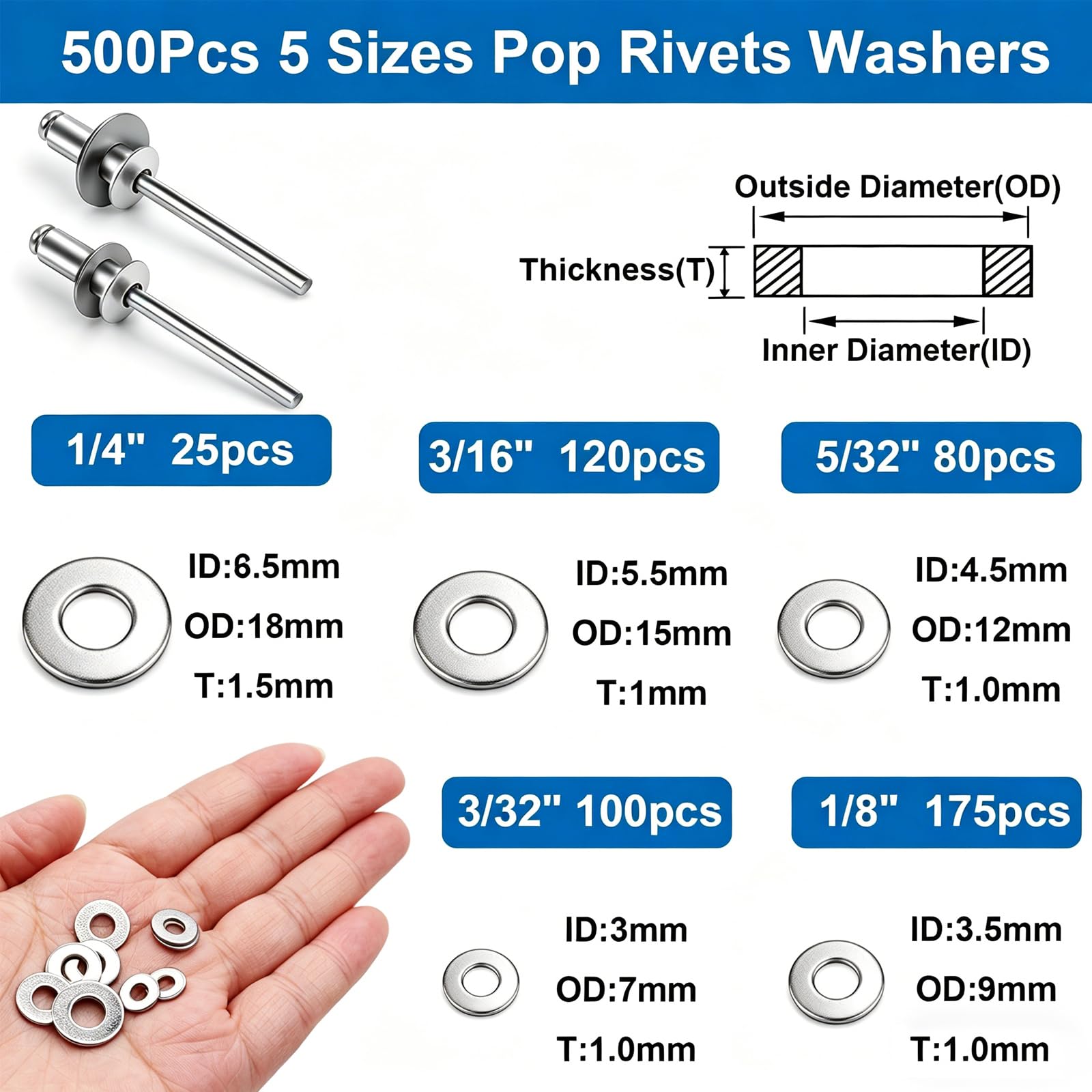 Stainless Steel Rivets Kit - 1000 Pcs -3
