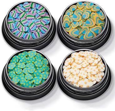 4 Boxes Nail Art Slices,3D Easter Eggs Shapes Nail Slices for Nail Art DIY Craft Decoration