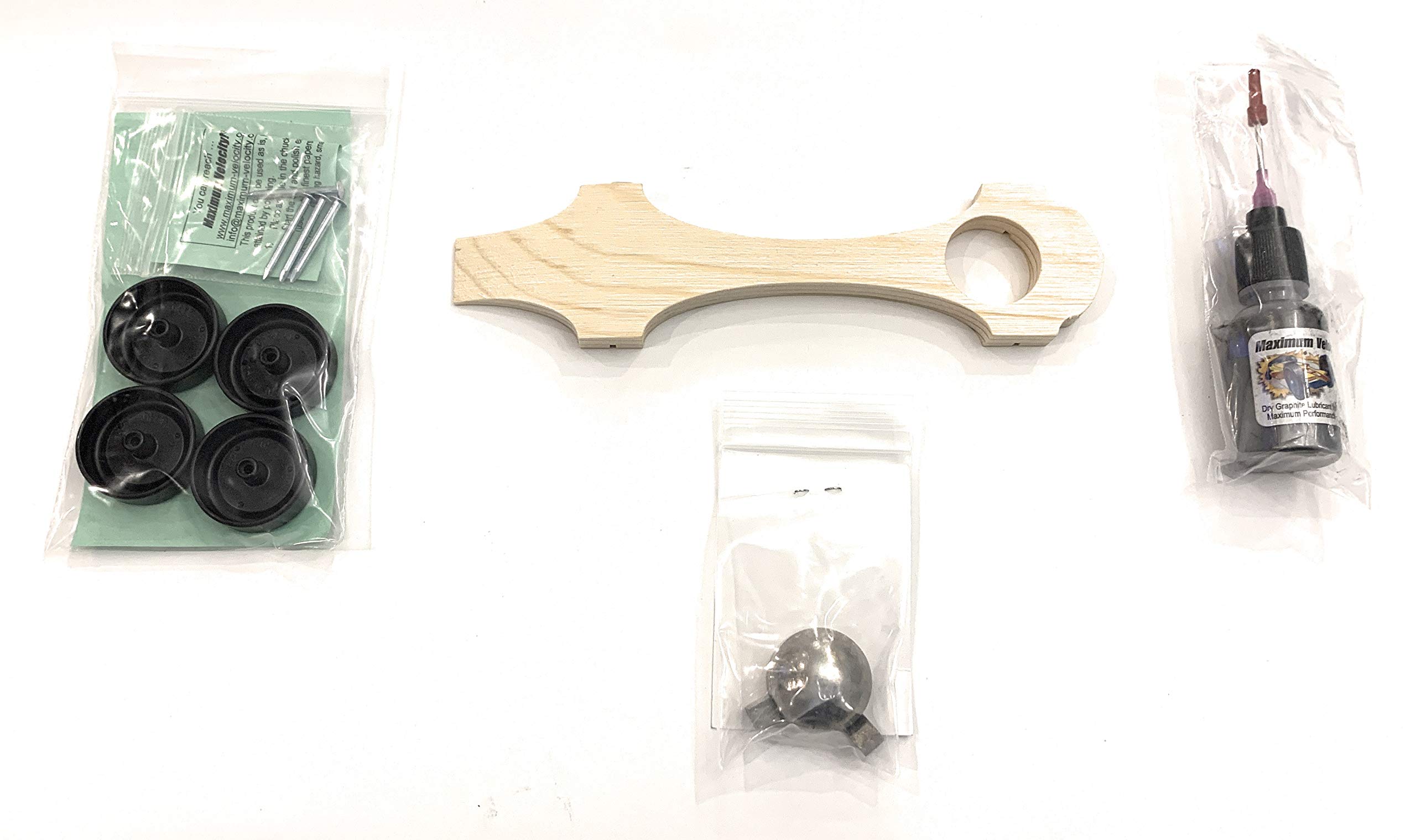 Maximum Velocity Pine Derby Car Kit | Derby Car Kit Includes Speed Official Scout Wheels, Axles, Graphite & Tungsten Weight | Maxinator Pinewood Car
