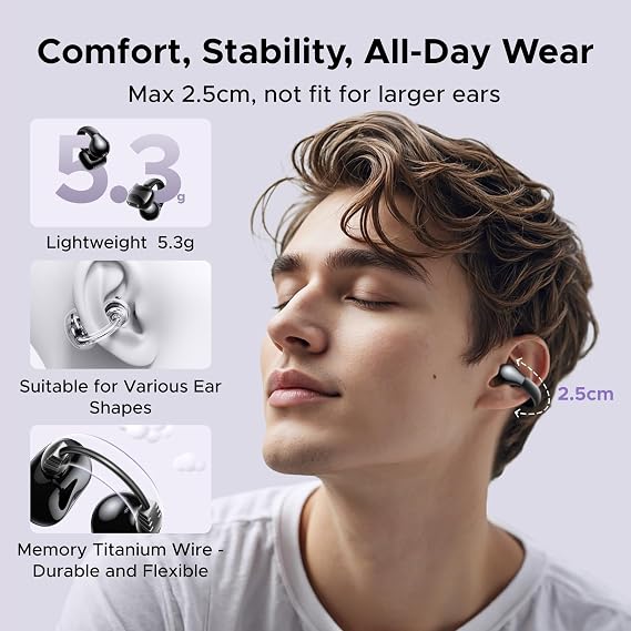 UGREEN HiTune S3 wireless headset, Bluetooth 5.4, outdoor sports headset, clip-on and noise-cancelling ENC, 30 hours playback, fast charging, USB-C, Hi-Fi, IPX5 waterproof, black