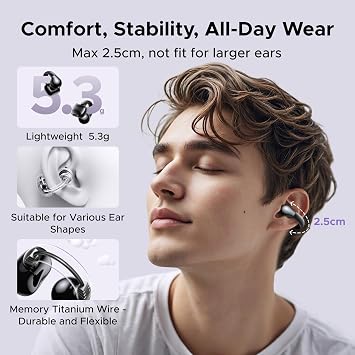 UGREEN HiTune S3 wireless headset, Bluetooth 5.4, outdoor sports headset, clip-on and noise-cancelling ENC, 30 hours playback, fast charging, USB-C, Hi-Fi, IPX5 waterproof, black