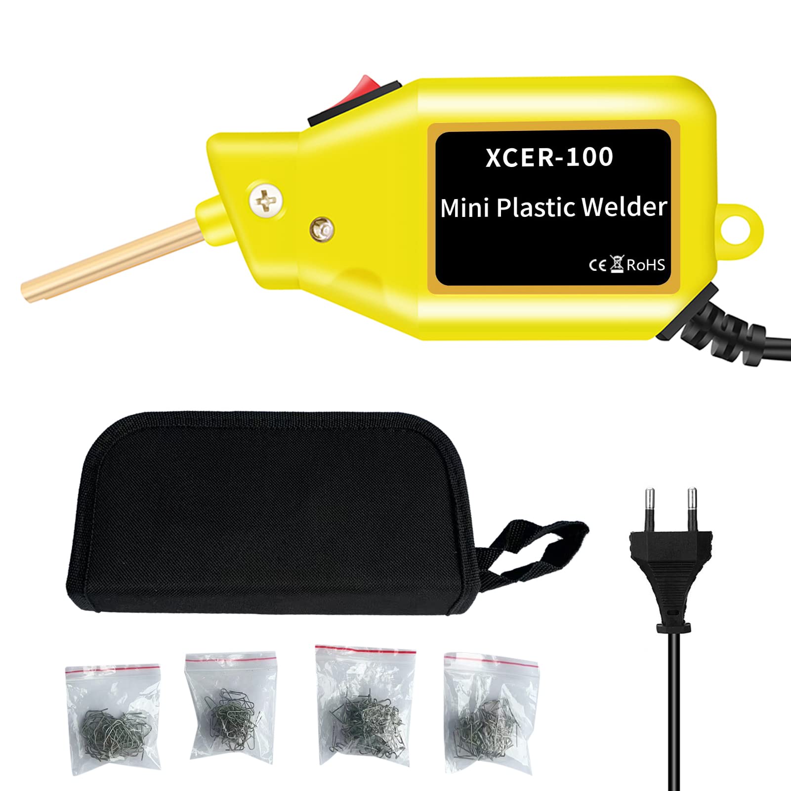 100W Portable Mini Hot Stapler,Plastic Welding Machine Car Bumper Repair Kit Plastic Welder Pro Kit, Plastic Welding Machine Car Bumper Repair Kit Flat/Outside Corner/Inside Yellow EU