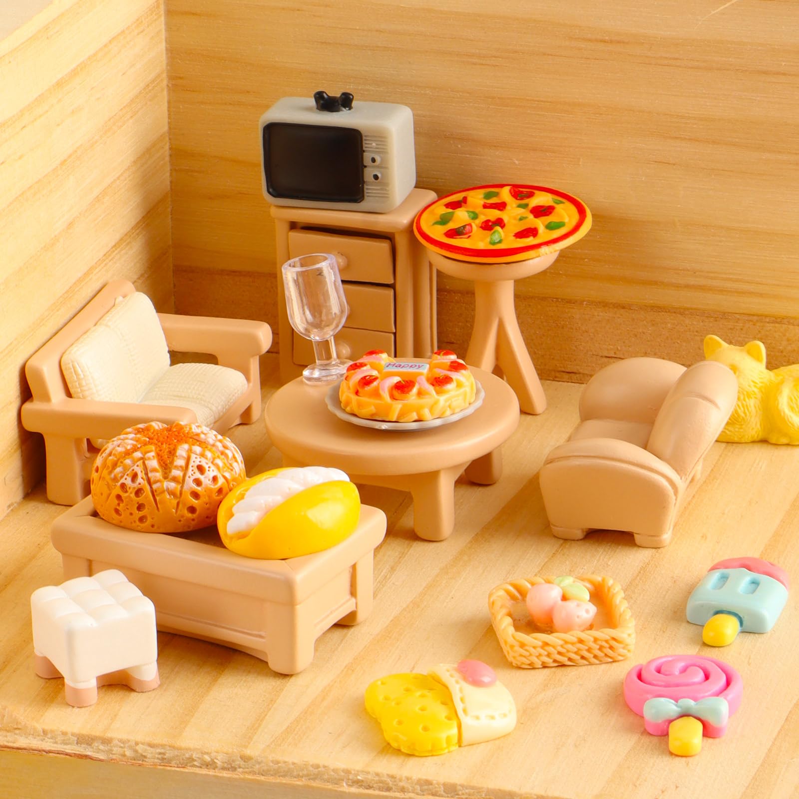 50 piezas de huevos de comida en miniatura, pastel de leche, helado, mini juego de simulación, cocina, juego de cocina, accesorios de fiesta, juguetes para casa de muñecas paisaje 5