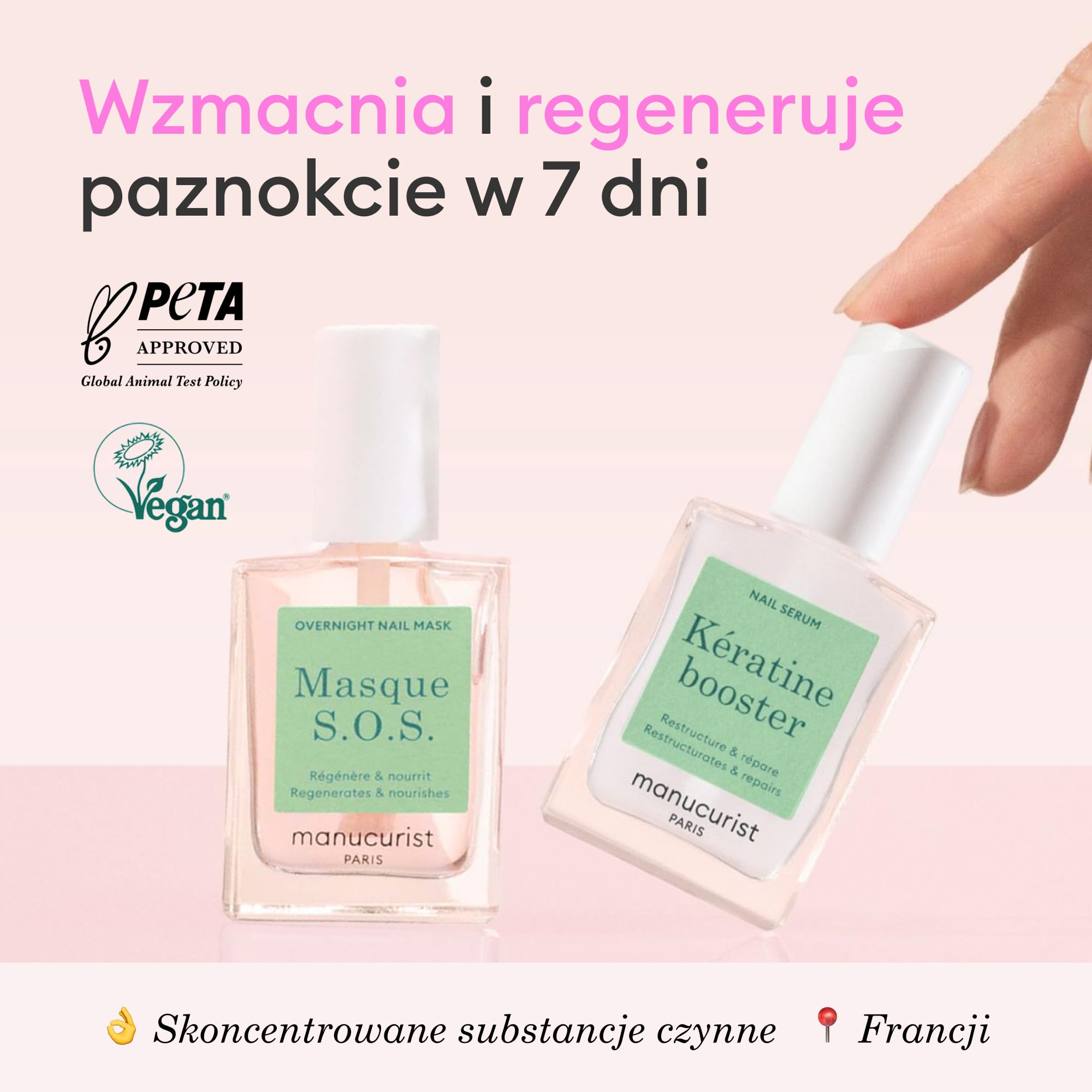 Manucurist Duo Dzień & Noc – Kuracja do Paznokci Zniszczonych i Osłabionych: Serum z Keratyną Roślinną + Nocna Maska – Ekspresowa Regeneracja i Wzmocnienie – Wegański Zestaw do Paznokci