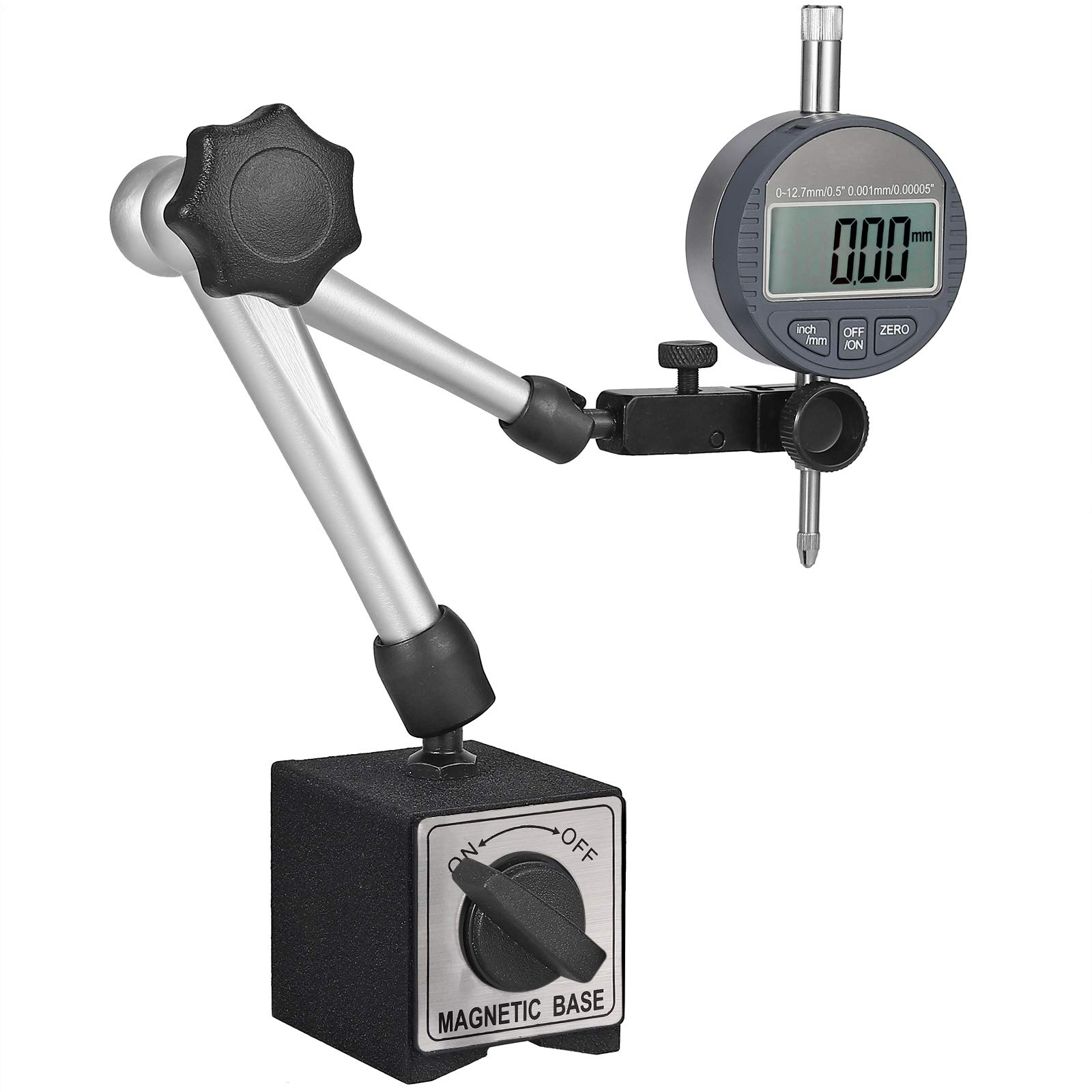 AUTOUTLET Soporte de Base Magnético Flexible para Indicador de Dial Digital, Base de Relojes Comparadores 14 Pulgadas Soporte de Indicador de Prueba de Metal Ajustable, 80 kg