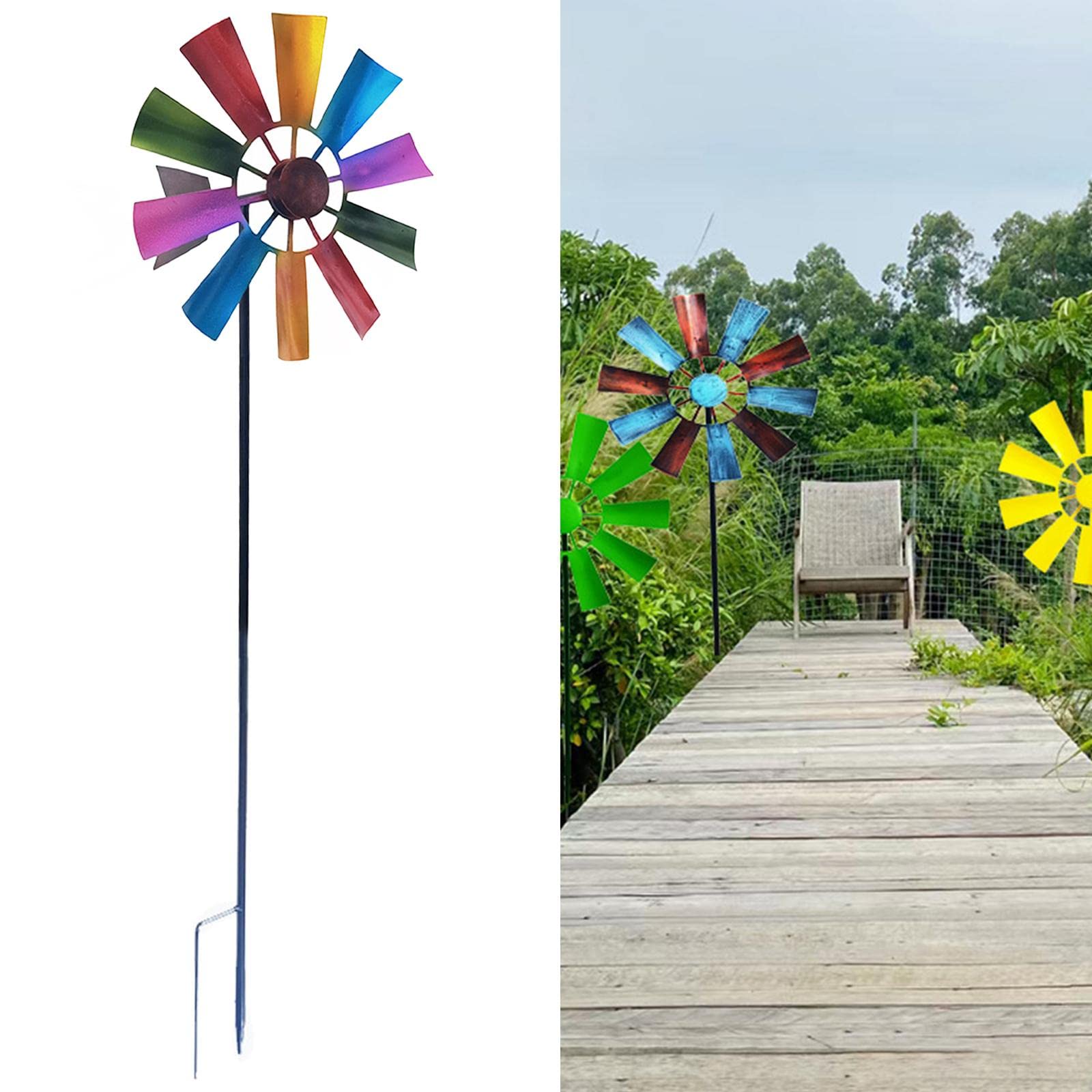 TOG Metal Wind Spinner Garden Windmill Outdoor Yard Lawn Pinwheel Decor Multicolor Iron Weather Resistant - Image 2 thumbnail