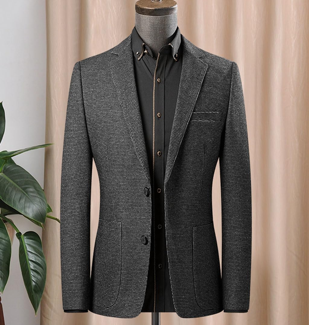 ORBITRAY Men's Houndstooth Graduation Blazer Checkered Sport Coat Business Cocktail Party Wedding Jacket