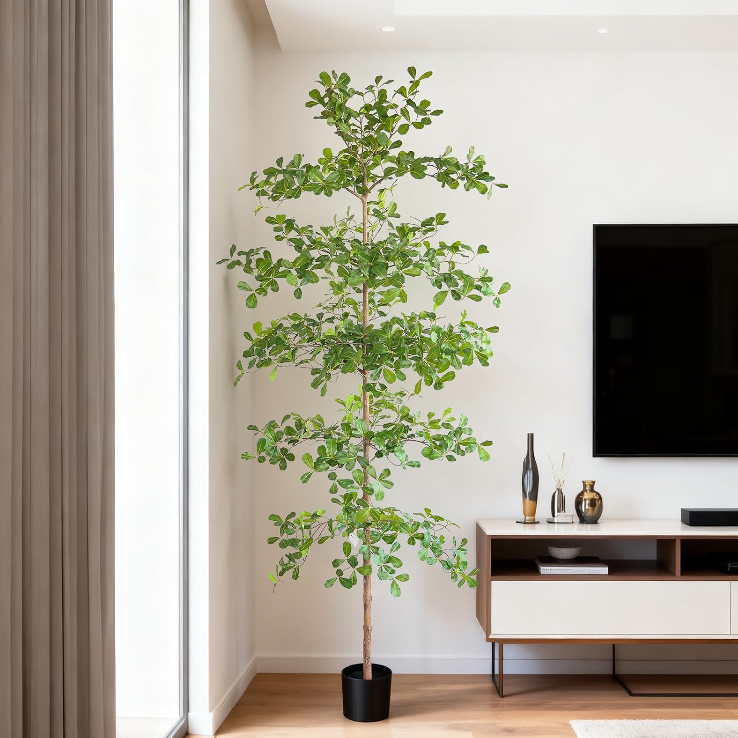 Artificial Black Olive Tree, 8FT Tall Big Leaf Faux Shady Lady Tree with Potted, Fake Olive Tree for Home Decor Indoor - Image 7