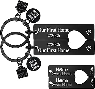 Housewarming Keychain Gifts for New Home - Sweet House Warming Presents, 2pcs New Homeowners Keyring for Couple Friends