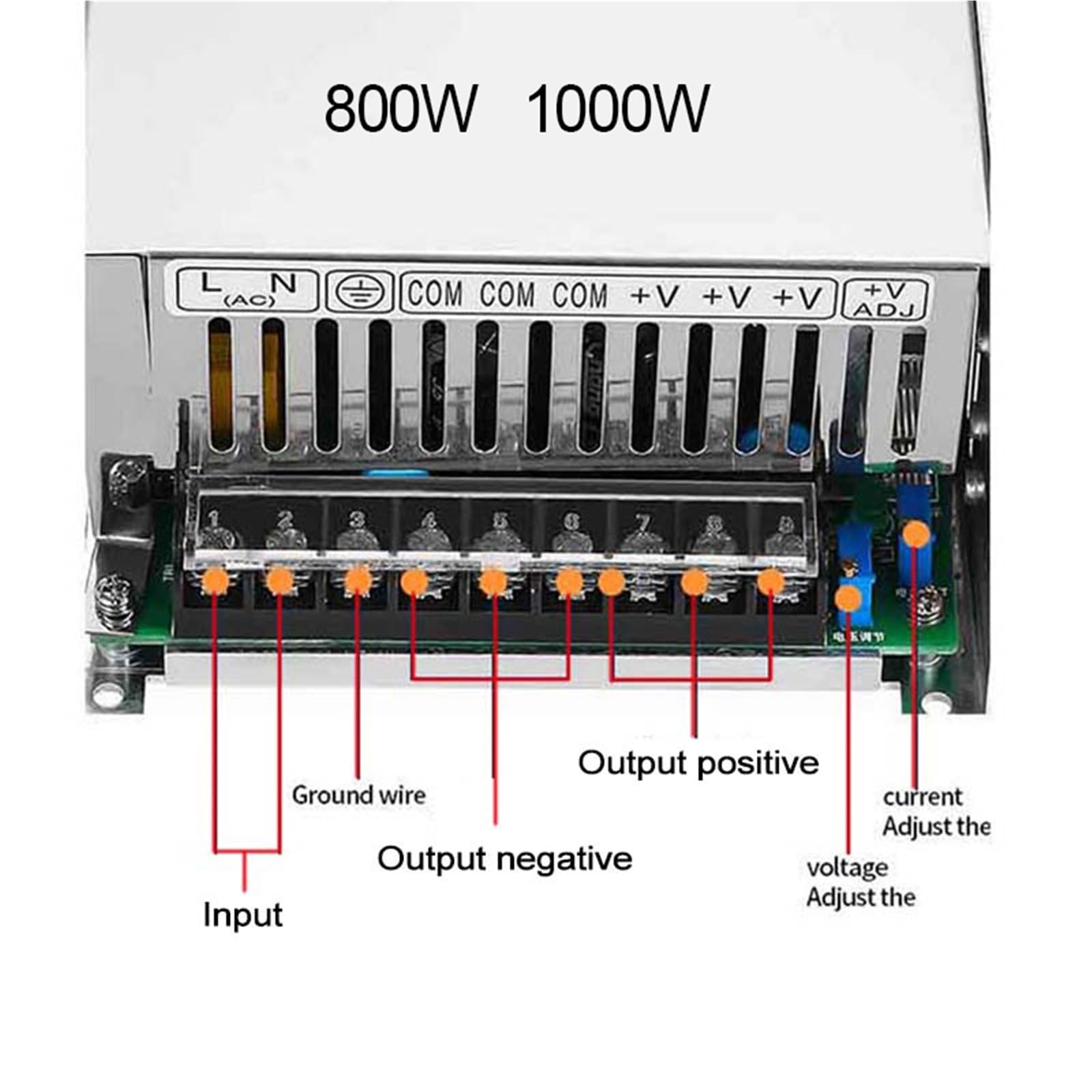 Fuente de alimentación conmutada ajustable de 500 W a 1000 W, 0-12 V, 24 V, 36 V, 48 V, 60 V, 72 V, 80 V, 110 V, 150 V, 220 V, CC, CV, CA a CC, SMPS(0-24V,1000W)