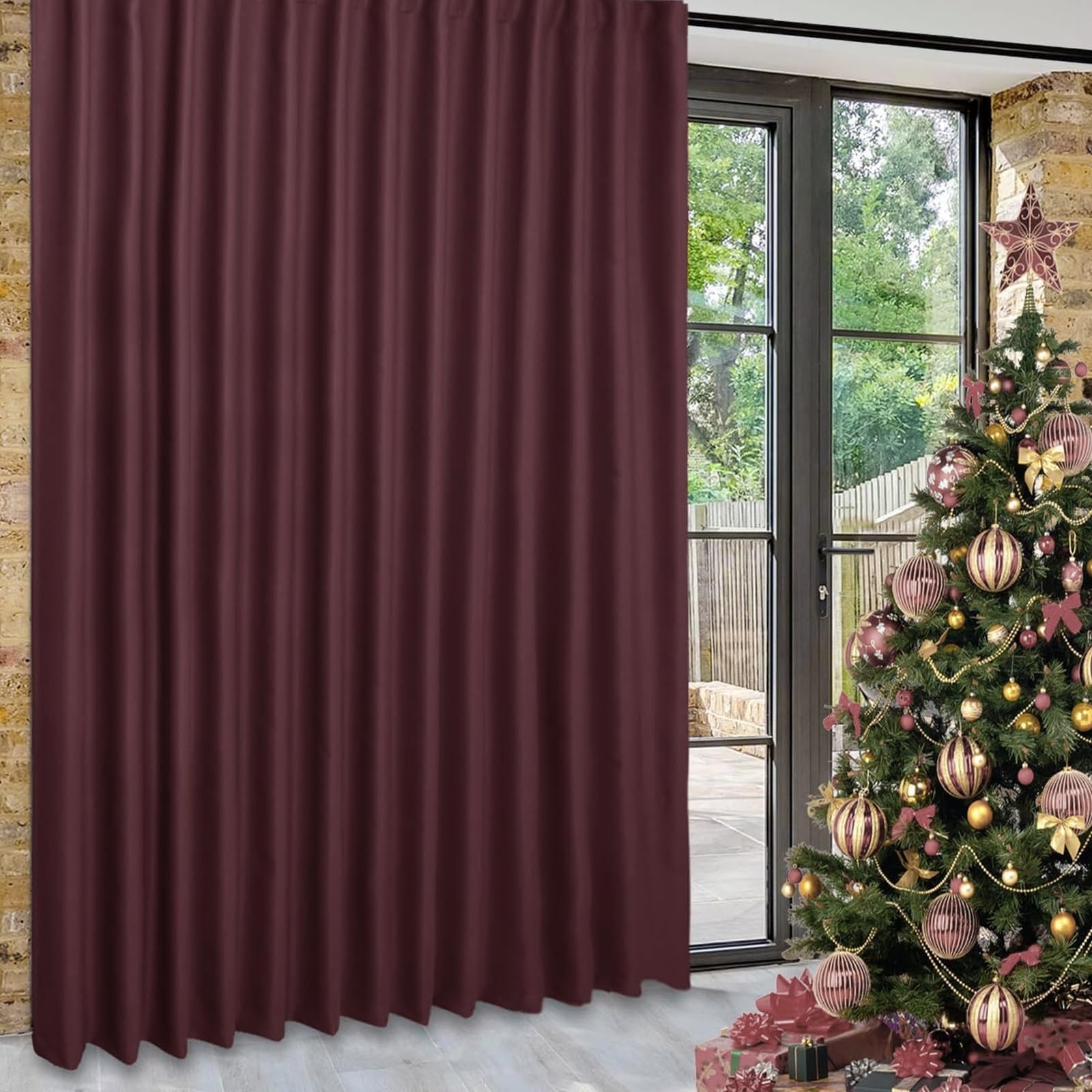 Rideau occultant thermique contre la chaleur en polyester opaque vin rouge 152x240
