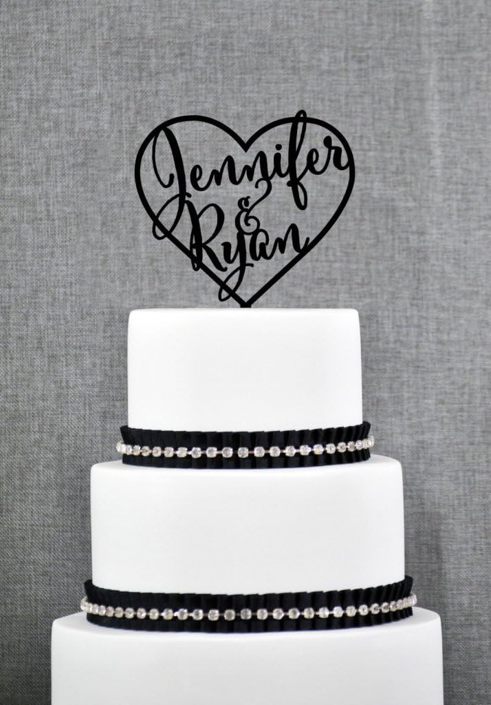 Loihuen Wedding Cake Toppers with First Names Inside Heart Personalized Cake Toppers Elegant Custom Wedding Cake Toppers Engagement Gift