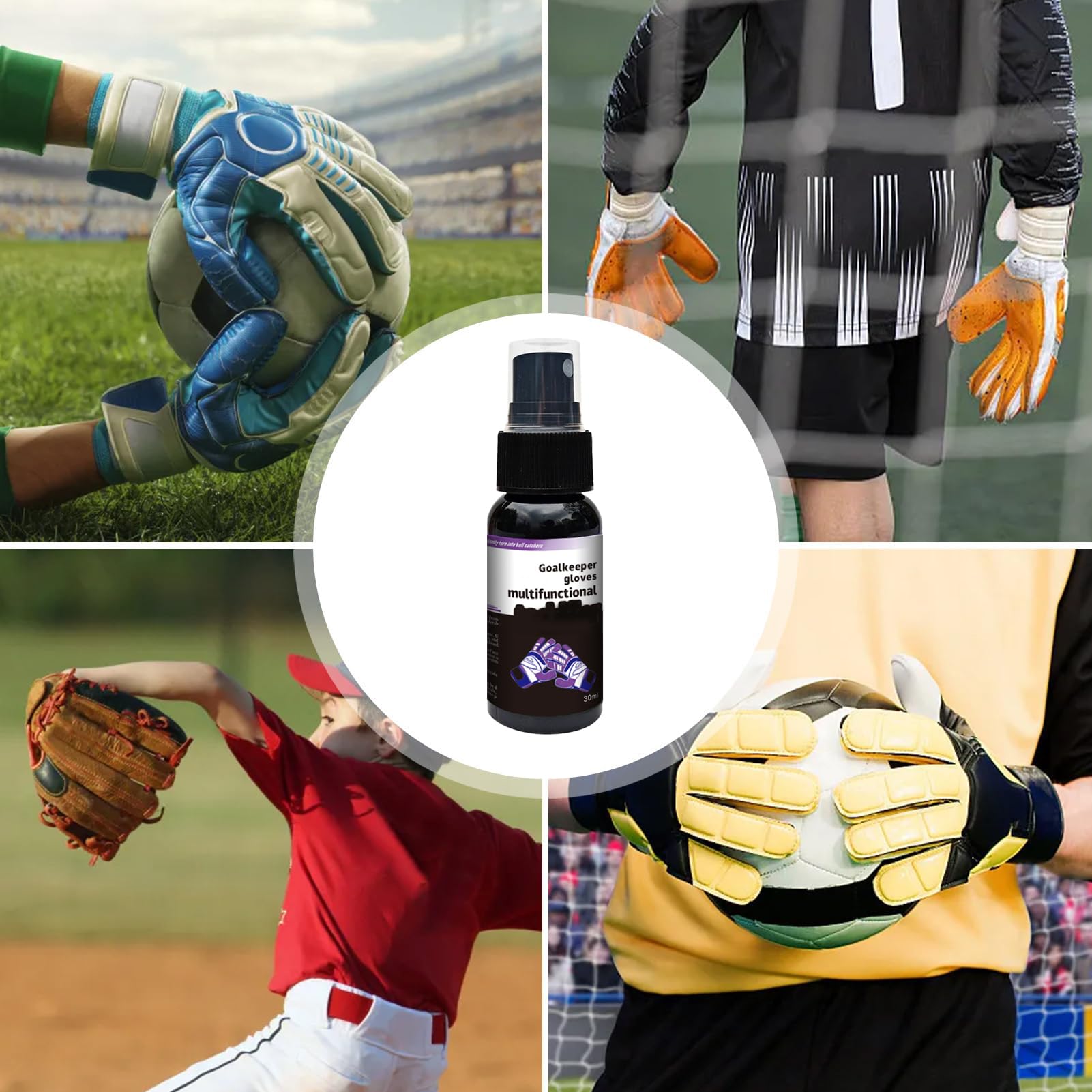 Générique Kleber für Schutzhandschuhe | Spray zur Verbesserung der Griffigkeit für Sporthandschuhe, Reiniger 30 ml für Baseballhandschuhe, Boxen, Torwart, Fußball, alle Bedingungen
