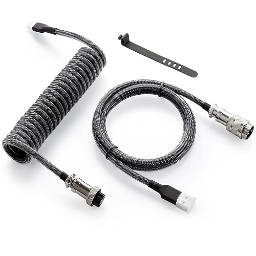Pro Custom Coiled USB C Cable for Gaming Keyboard (Carbon Black, 1.5M)