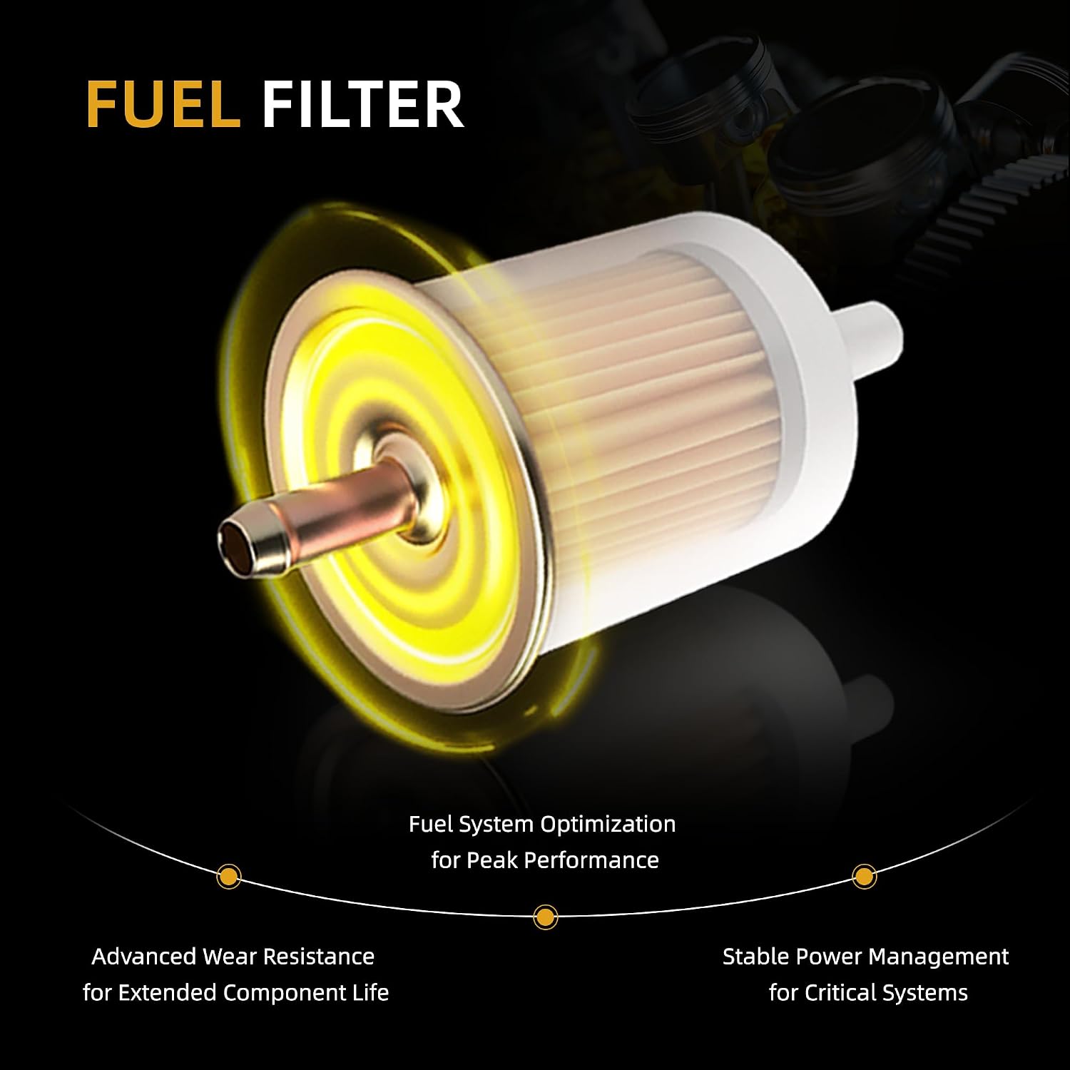 10 Pack Fuel Filter, 3/8" Universal Inline Gas Fuel Filters Fit for Cars Motorcycles Industrial Tractors Trucks RV's Gas Powered Engine