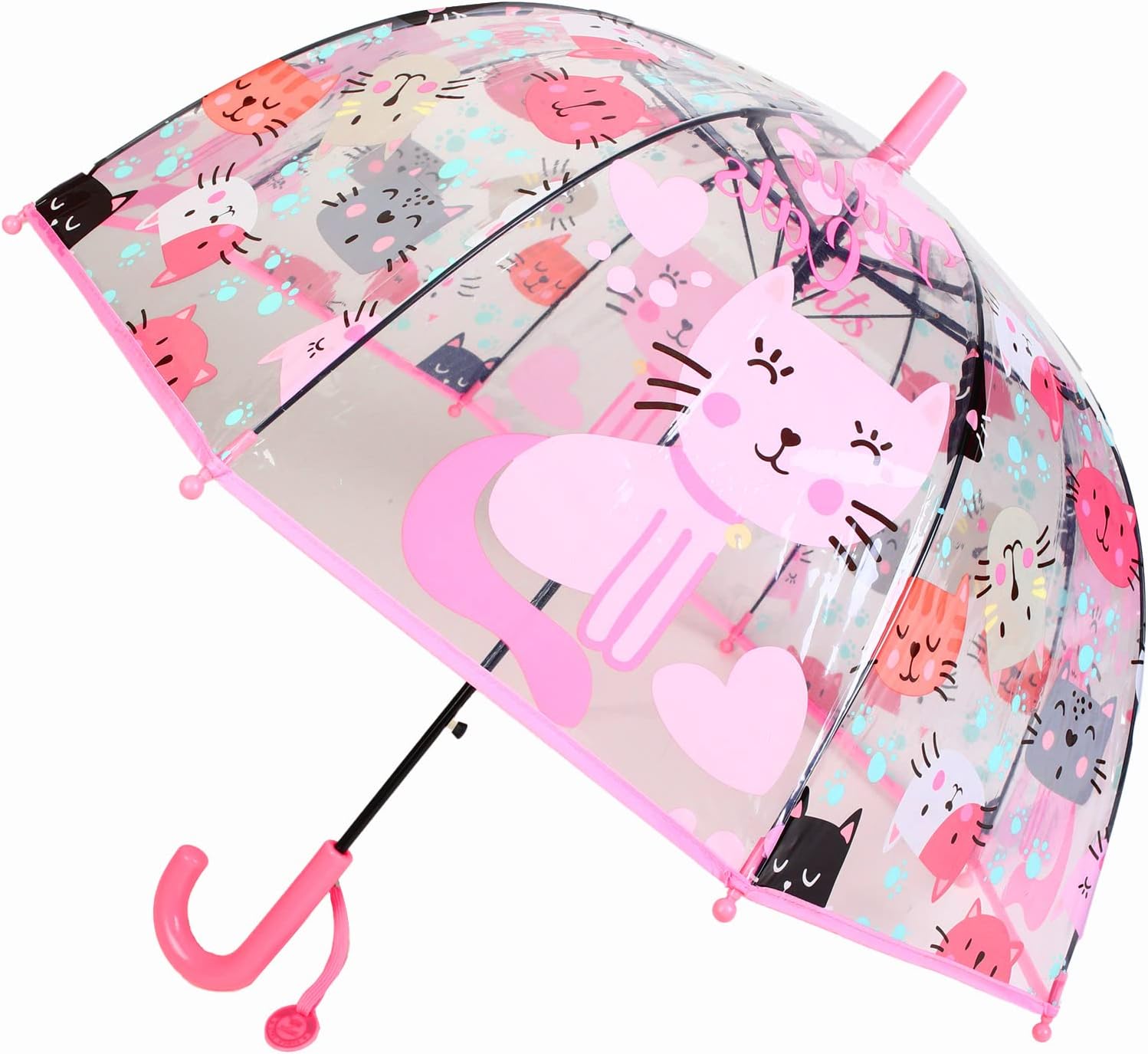 MRTLLOA Kids Clear Bubble Umbrella with an Easy Grip Curved Handle, Safety Transparent Dome Bubble Umbrella for Toddler Boys Girls