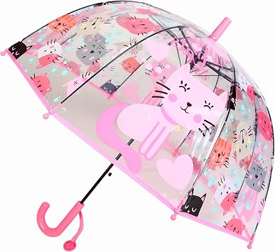 MRTLLOA Kids Clear Bubble Umbrella with an Easy Grip Curved Handle, Safety Transparent Dome Bubble Umbrella for Toddler Boys Girls