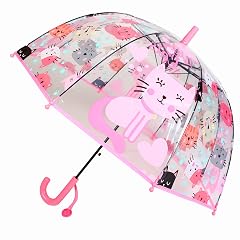 MRTLLOA Kids Clear Bubble Umbrella with an Easy Grip Curved Handle Safety Transparent Dome Bubble Umbrella for Toddler