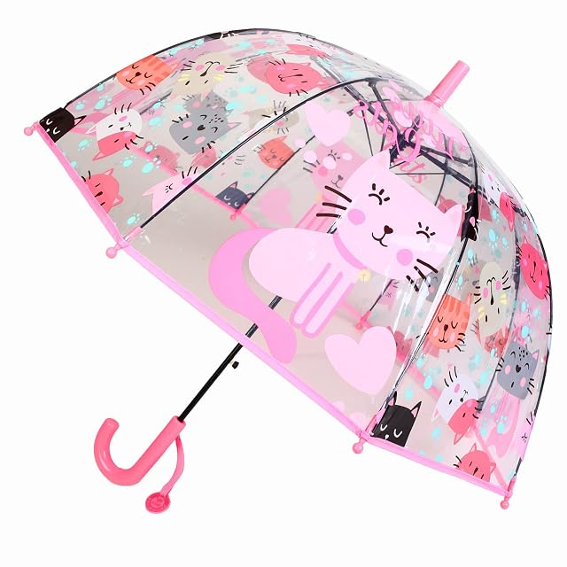 MRTLLOA Kids Clear Bubble Umbrella with an Easy Grip Curved Handle Safety Transparent Dome Bubble Umbrella for Toddler