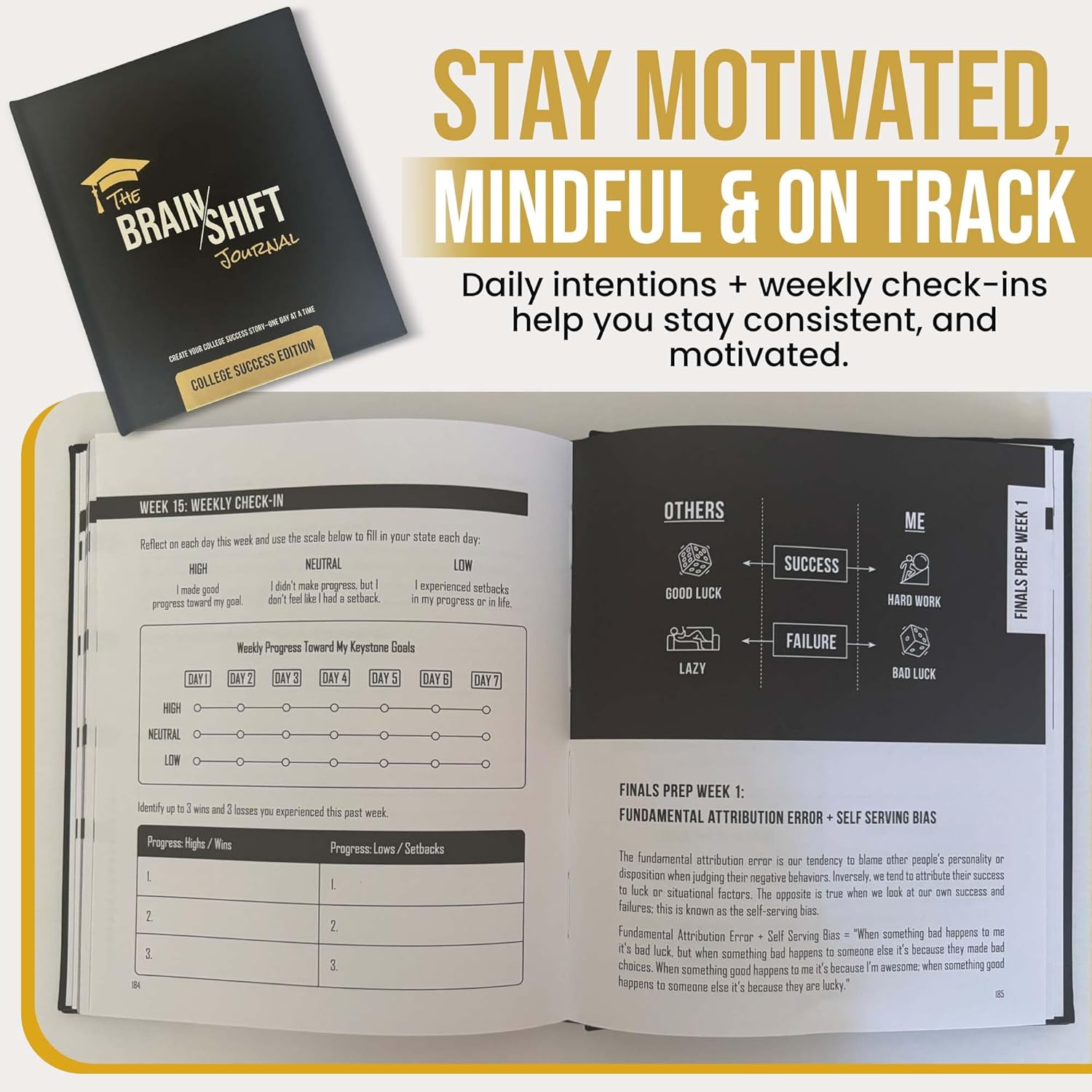 The Brain Shift Journal - College Success Edition - 18 Week Academic Planner with Daily & Weekly Prompts - Goal Setting, Habit Building & Self Reflection Journal for college, University & Grad School