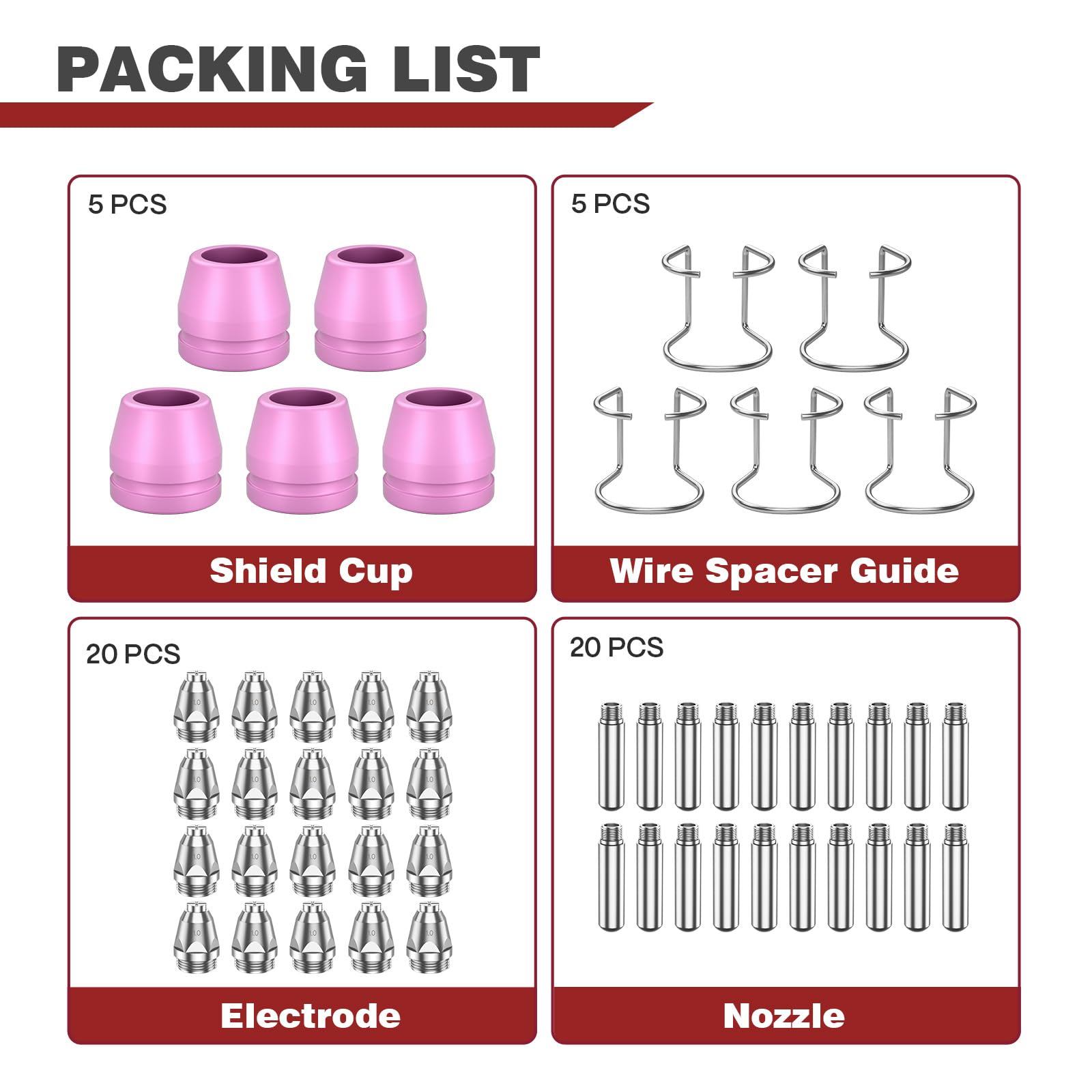 Plasma Cutter Torch Consumables - 50 Pcs .040" -6 Plasma Cutter Torch Consumables - 50 Pcs .040" -6