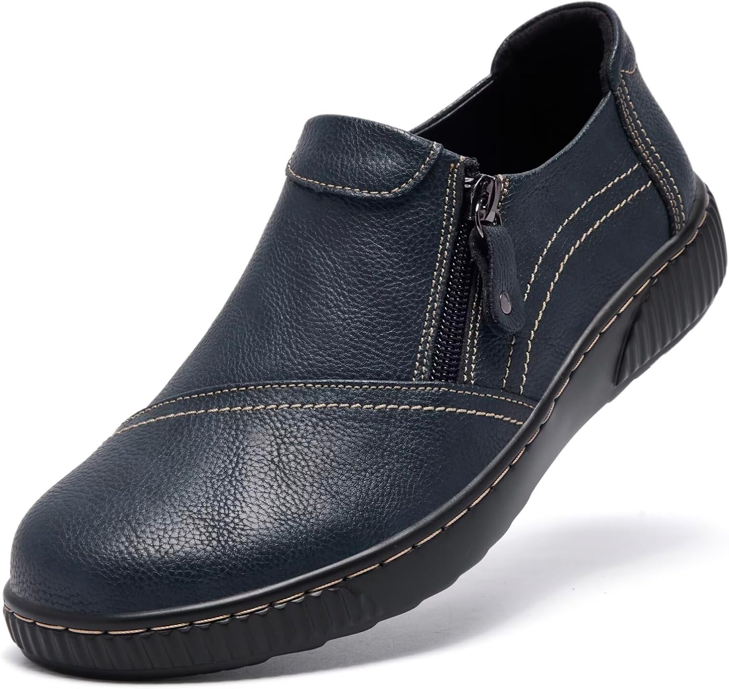 DGOXSWI Women Casual Slip on Leather Loafers Dress Walking Shoes