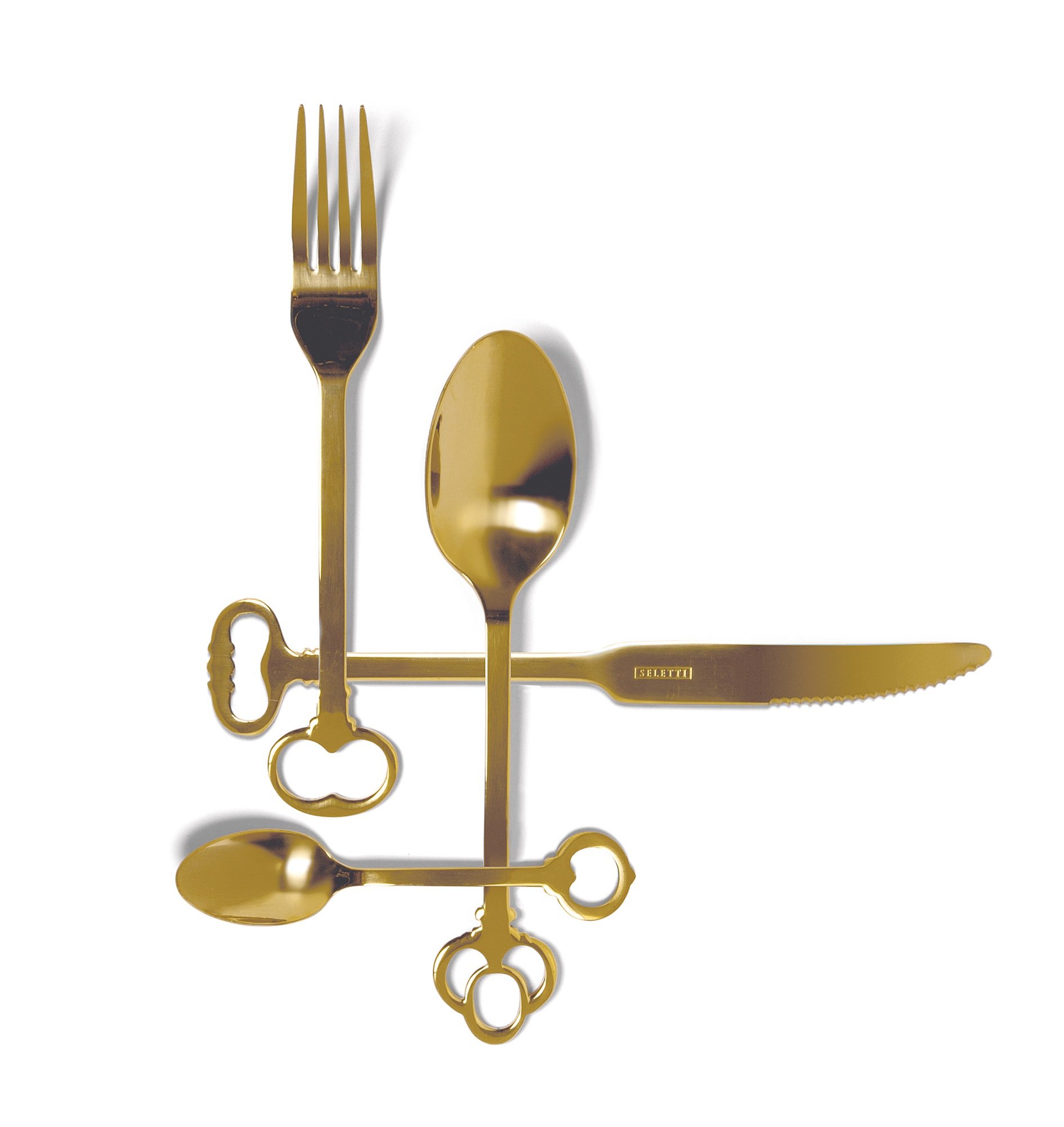 Set.24 Posate in Acciaio Inox 18/​0 "​Gold-​Keytlery, 6 Coperti