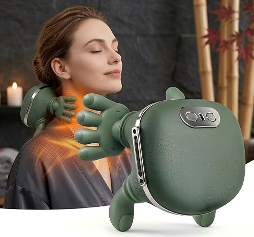 N7 Bionic Masajeador de cuello y hombros, masajeadores térmicos de manos reales con dedos para aliviar el dolor muscular de espalda, diseño portátil