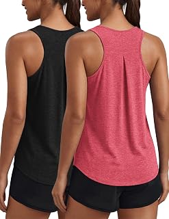 PINSPARK Workout Tops for Women Racerback Tank Top Pack Sleeveless Athletic Running Tops Loose Gym Shirt Quick Dry Yoga Tank