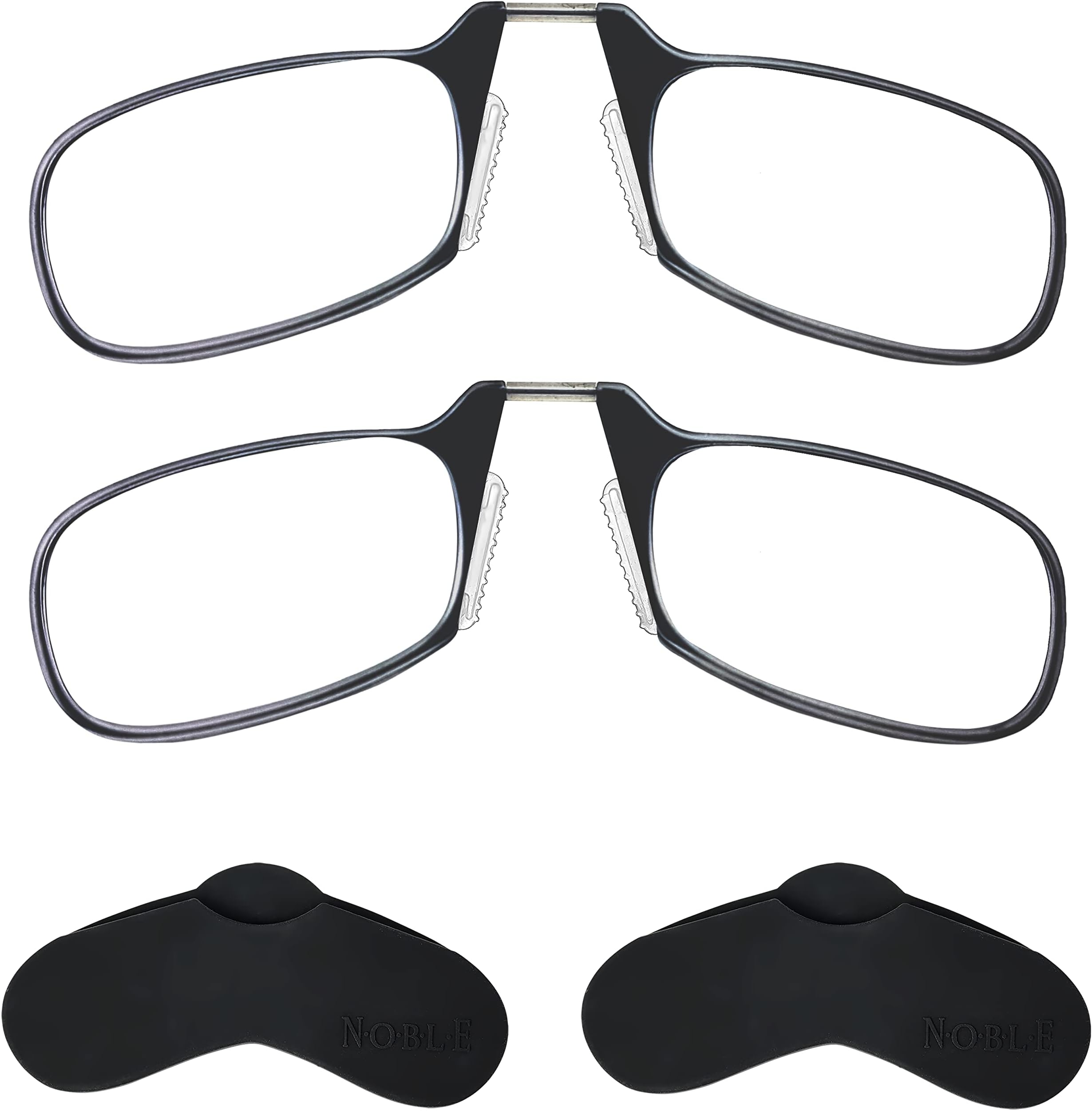 Noble Ultra Slim and Flat Reading Glasses Thin and Flexible Rimless (2 Pairs)