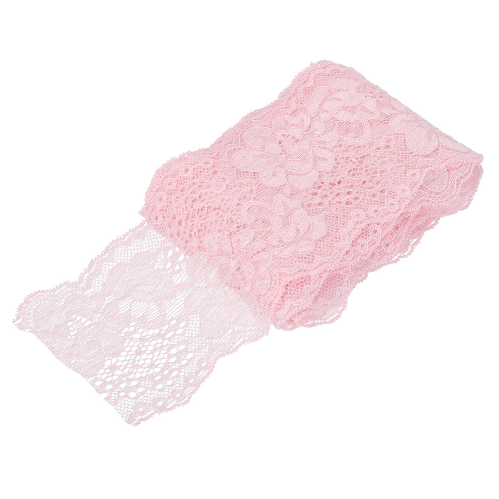 sourcing map 3 Inch Wide 5 Yard Elastic Lace Ribbon Pink Floral Pattern Stretch Lace Trim Embroidered Fabric for Sewing Making and DIY Crafts Gift Wrapping Bouquets Wedding Decor