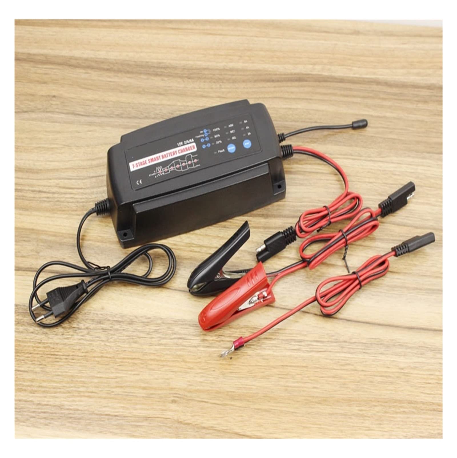 Chargeur de Batterie, 1 2V 2A 4A 8A 7 Chargeur de batterie Smart-Smart, chargeur de batterie de voiture maintière et désulfateur for piles plomb