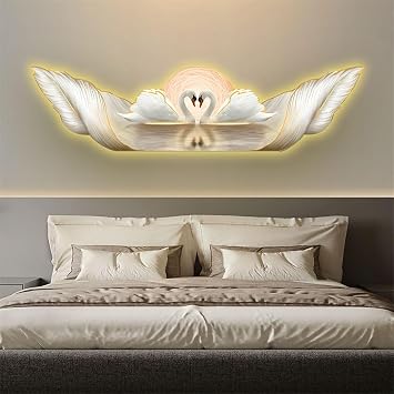 WSNCXFW A,40x120cm,3D Feather Lights Wall Decor,Glowing Resin Feather Lamp Wall Art,LED Luminous Feather Sculpture, Luxury Elegant Large Wings Decoration,for Living Room,Bedroom