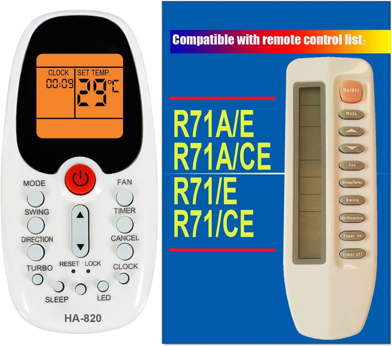 Replacement Comfort Breeze Slip Unit Air Conditioner Remote Control R71a/e