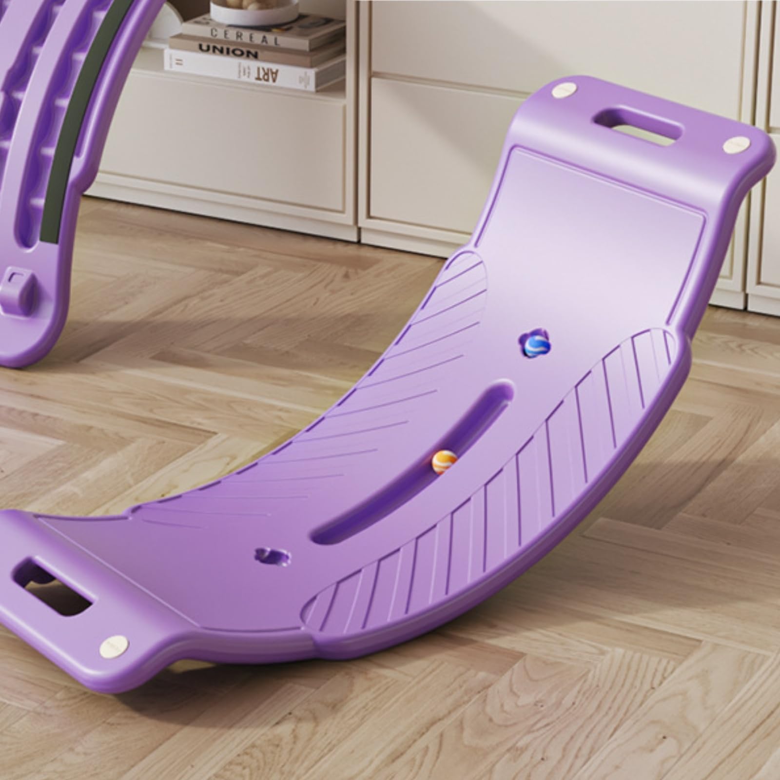 F Fityle Tabla de Equilibrio Infantil Tabla de Balance Tablero Oscilante Juguete Sensorial Desarrollo Motor Grueso y Pista de Bolas y Construcción Sólida Hasta, Array, Morado
