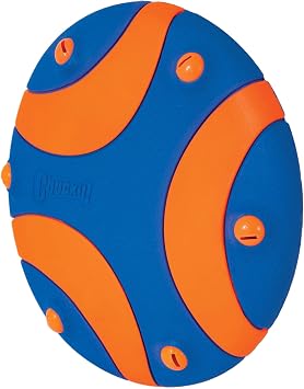 Chuckit! Whistle Flight Outdoor Dog Fetch Toy, Orange/Blue, 10.6 x 1.2 x 11.1, For Medium to Large Dogs
