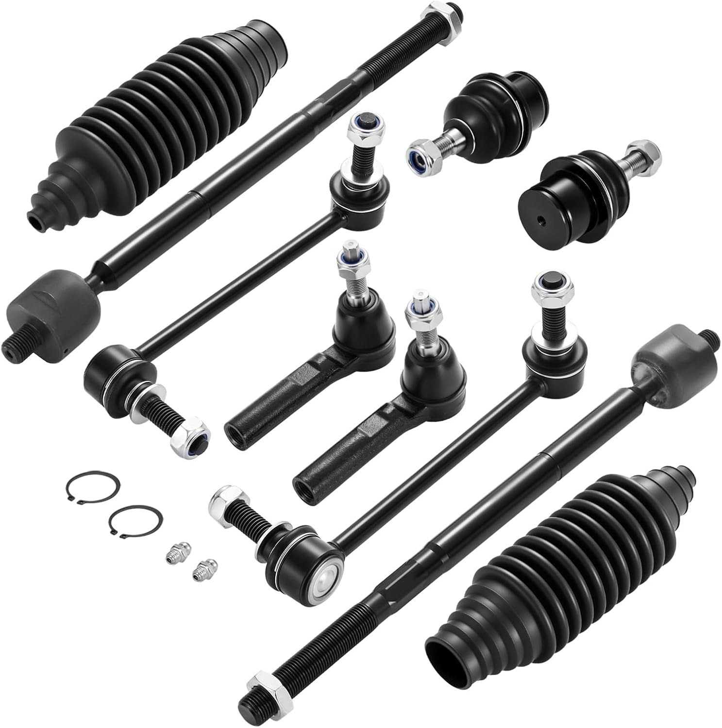 10-PC Steering Suspension Kits Compatible with Chrysler300 2011-2014,2xOuter tie rod ES800986,2xInner tie rod EV800963,2xBall Joint K80996,2xStabilizer Bar Link K80822 K80823,2xdust cover