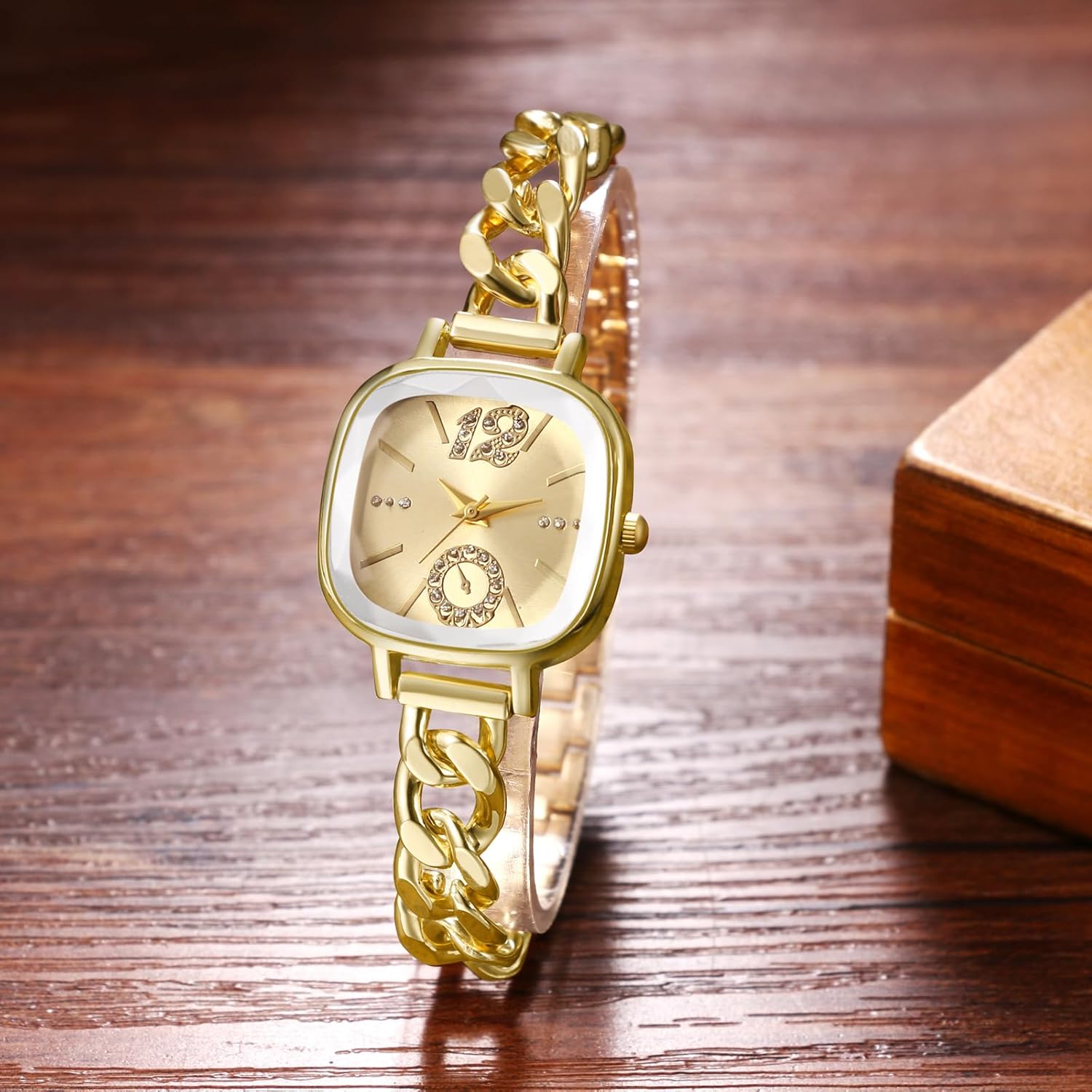 Avaner Women's Square Bracelet Watches: Analog Quartz Elegant Stainless Steel Wrist Watches for Women Ladies - Image 2