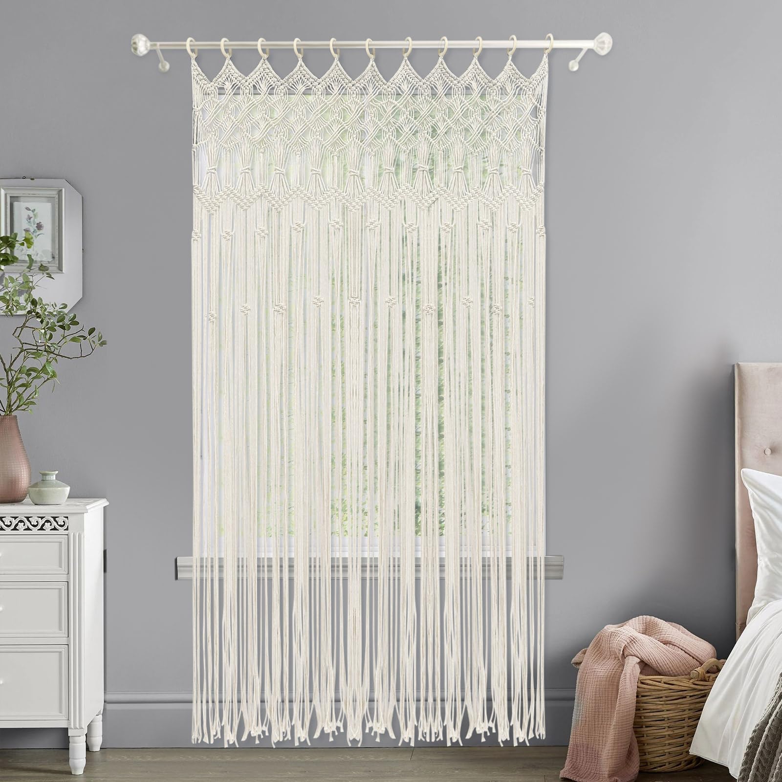 Arazzo da appendere al muro, grande tappezzeria in macramé, tenda in filo di cotone, per camera da letto, decorazione per festa di matrimonio