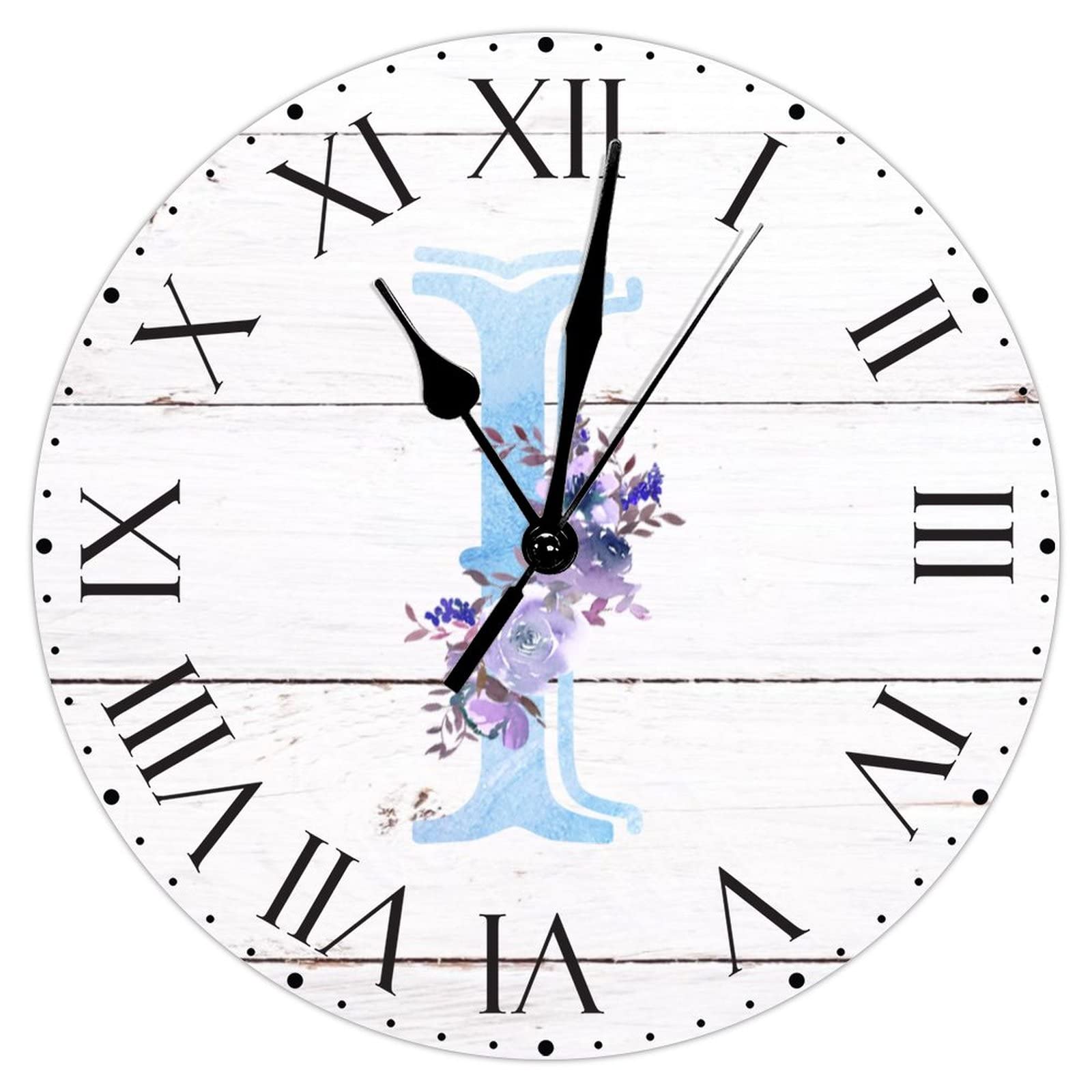 Horloge murale silencieuse initiale I violette pour calmer l'espace