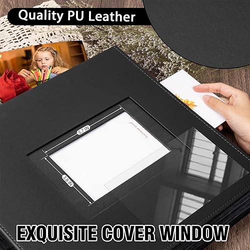 Miniatura 2 de Álbum de fotos de 4 x 6 pulgadas, 1000 fotos, cubierta de piel, capacidad extragrande, boda, familia, graduación, bebé, aniversario, vacaciones,
