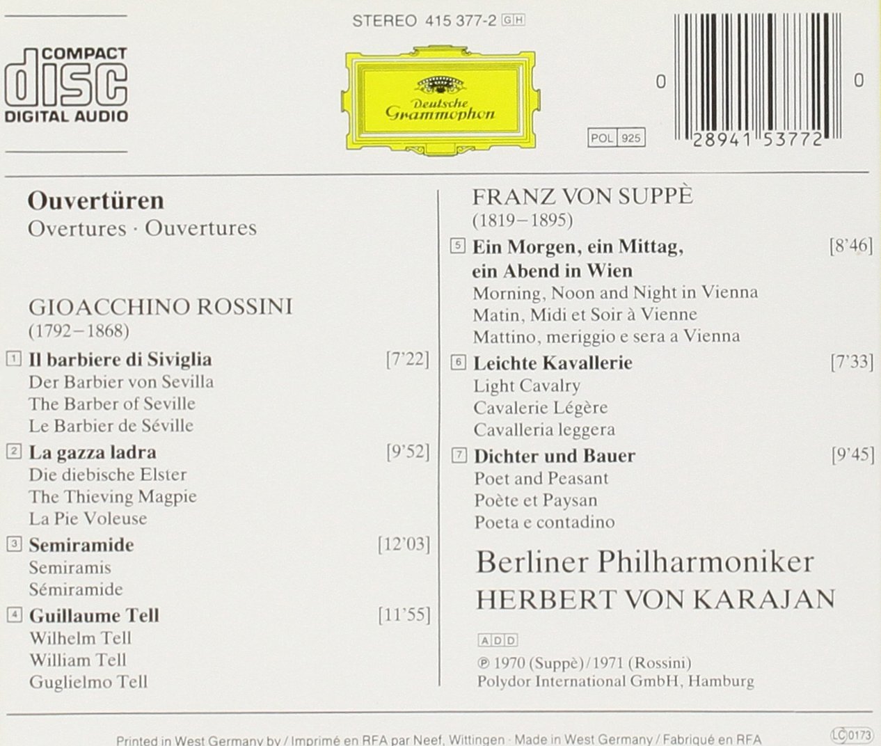 Rossini: Overtures/Suppe: Ouvertures