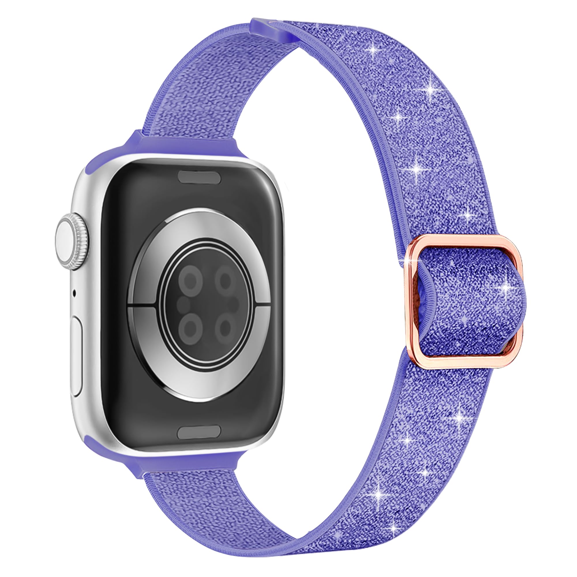 wipalor Slim Sparkly Stretchy Band Fit Bling Apple Watch Bands for Women 46mm 44mm 45mm 49mm 42mm, Elastic Thin Nylon iWatch Band for iPhone Watch