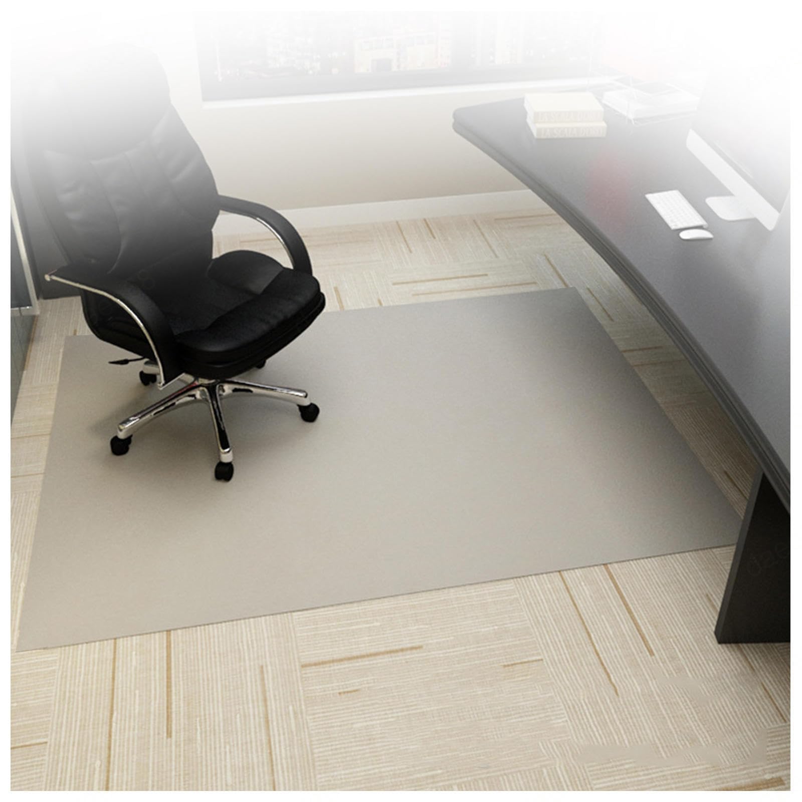 Tappeto Sedia Ufficio Antiscivolo, AntiGraffio,Durevole nel Tempo, Tappeto Salvapavimento, Tappeto Studio per Parquet e Pavimenti Duri/Piastrelle,Beige-90×150cm